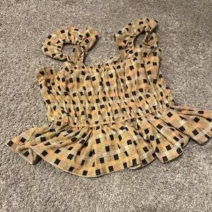 Eva Franco Black and Tan Checkered Blouse